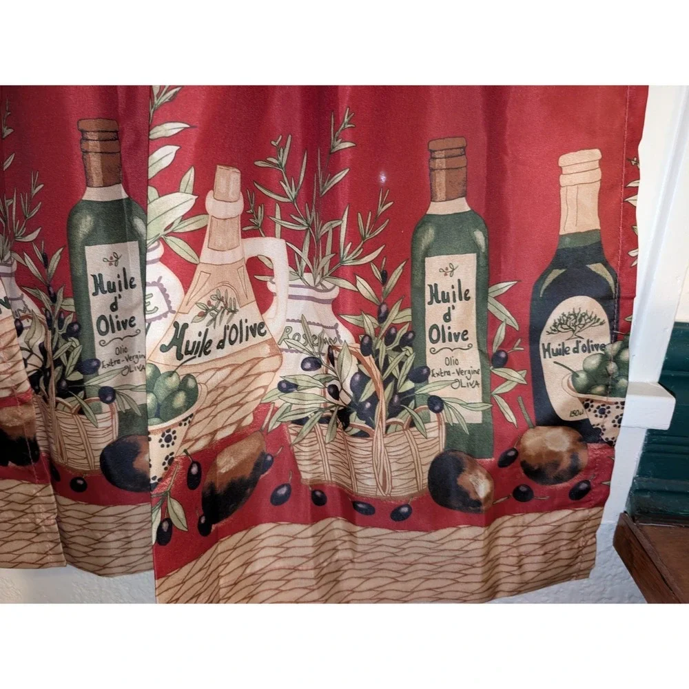 Italian Olive Oil Kitchen‎ Curtains Tuscan Mediterranean Farmhouse Decor 3 piece
